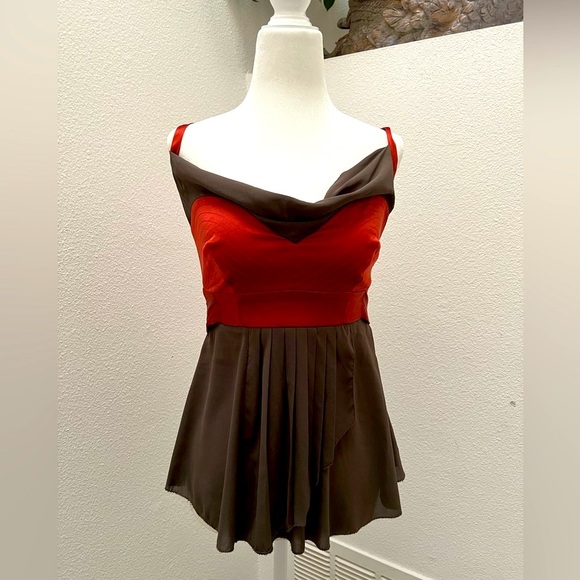 Rare Nicole Miller Collection Bustier Silk Top in Sienna and Taupe - Picture 1 of 14